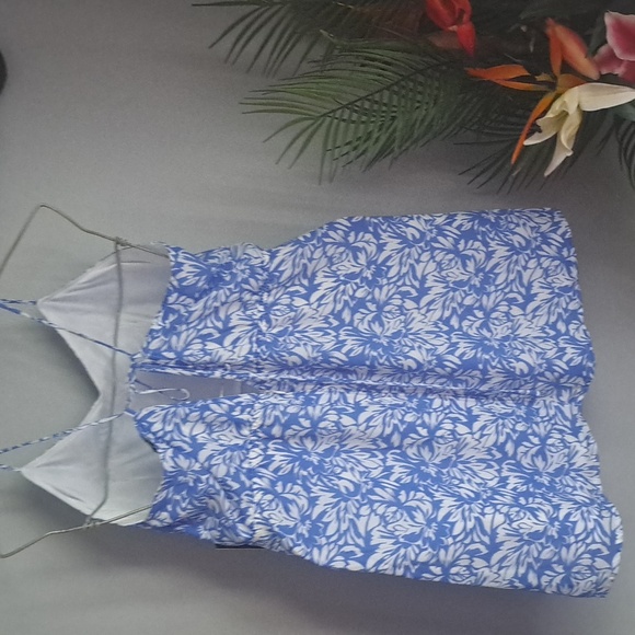 Lulus On The Riviera Blue Floral Print Tie-Back Mini Dress Sz XL #New - Picture 9 of 9